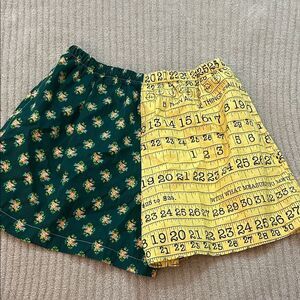 Kiki42 upcycled shorts, handmade Floral and Number Print shorts medium